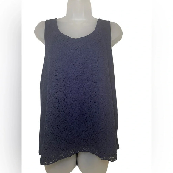 Gap Navy Lace Front Tank Top Size XL - Picture 1 of 5